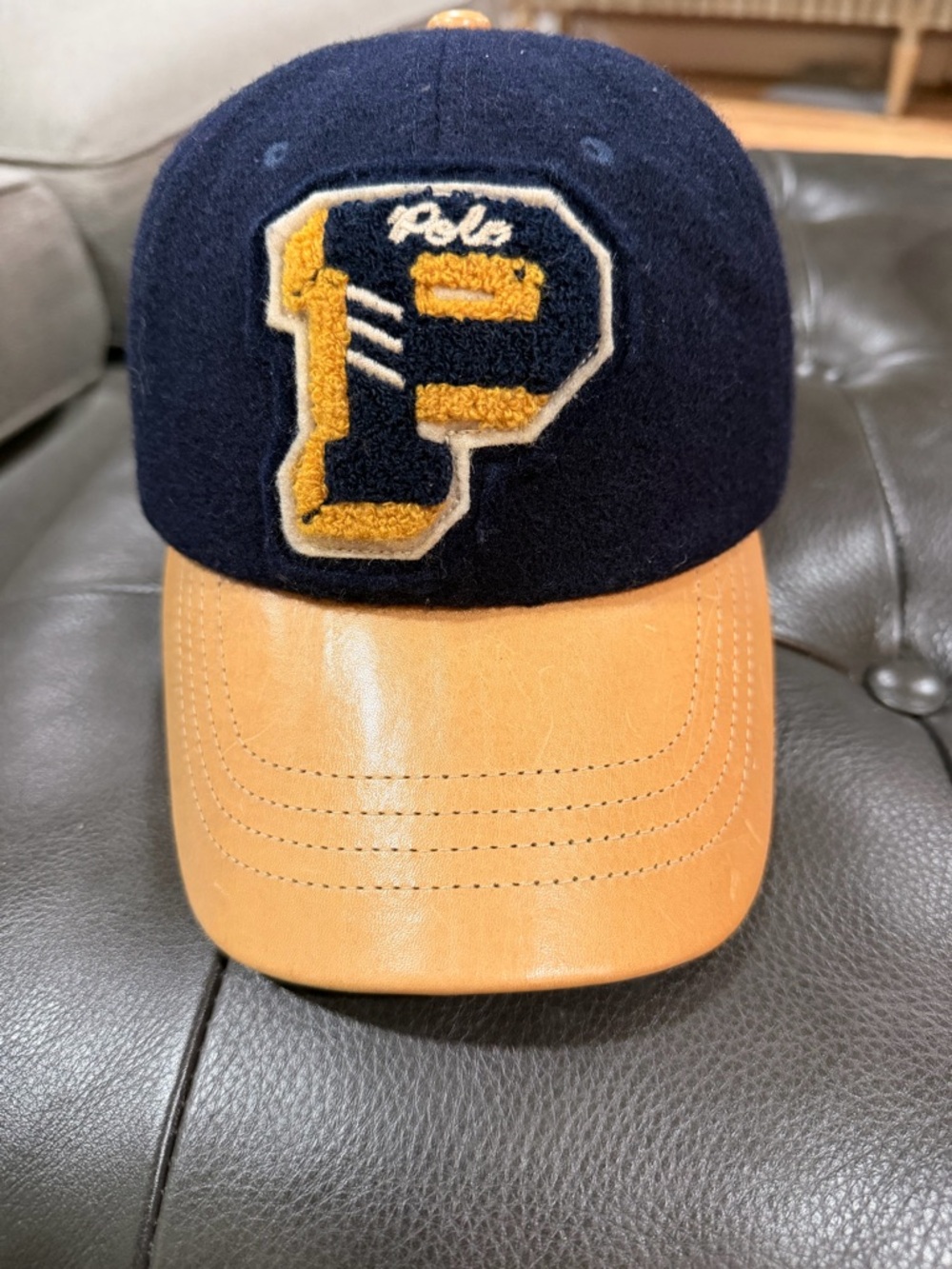 Ralph Lauren Navy and Tan P Patch Baseball Cap